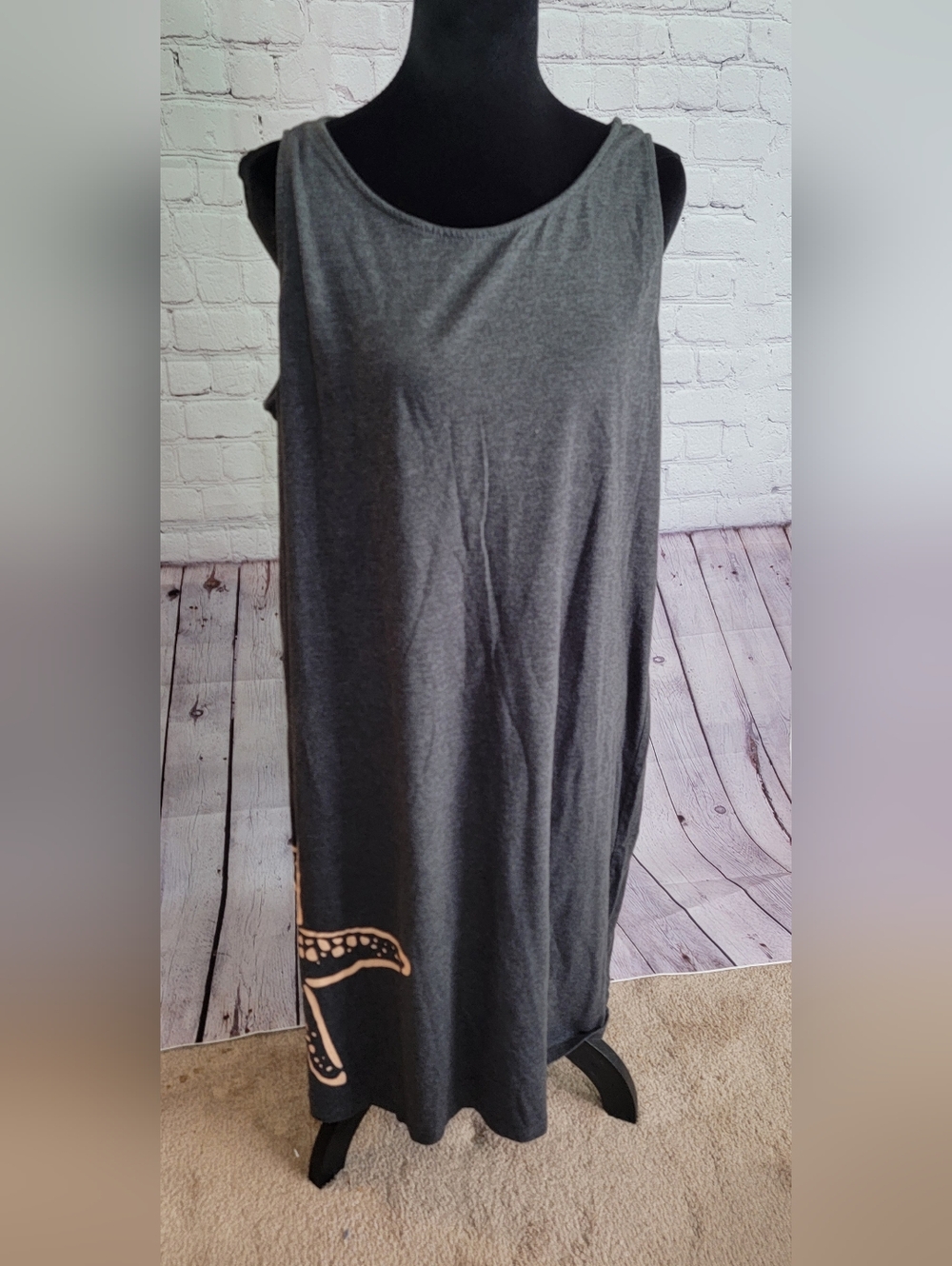 Women’s Gray Maxi Dress With Starfish. XL